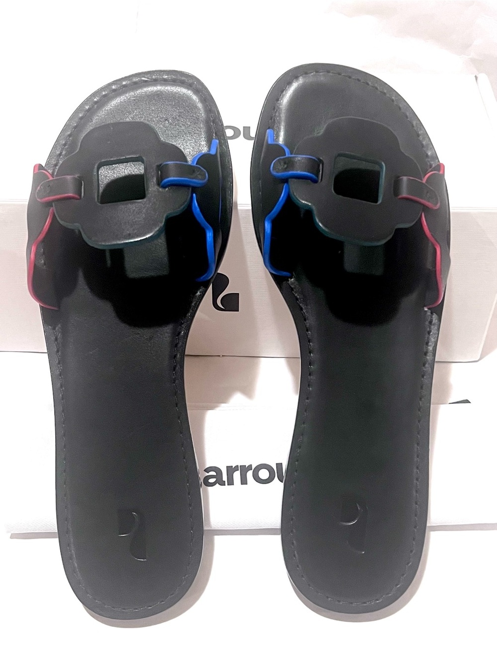 Larroude Margherita Leather Slide Sandal Black Size 10 - Picture 5 of 11